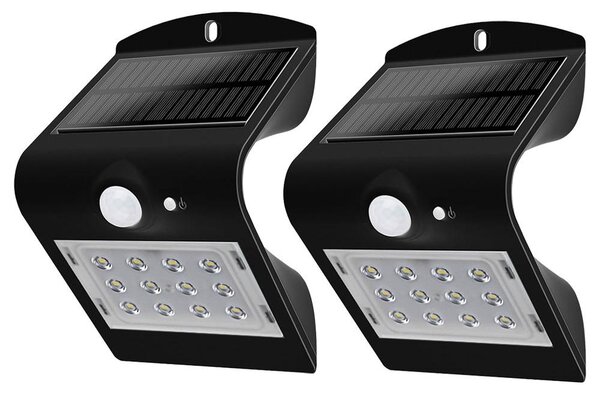 Set di 2 applique LED, IP44, bianco neutro, rilevatore di movimento