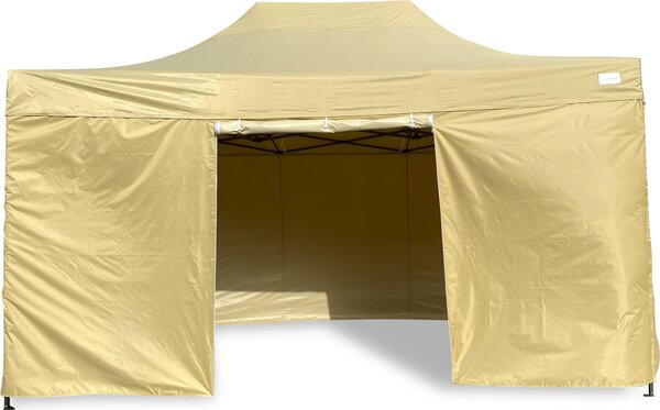 Gazebo pieghevole Grasekamp Modena 3x4,5m beige incl. parti laterali - struttura extra robusta