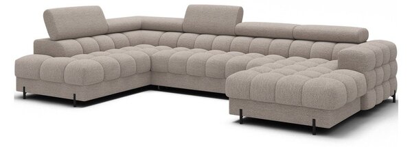 Divano angolare beige allungabile (con penisola a sinistra/a U) con rivestimento in bouclé Feraria – ELTAP