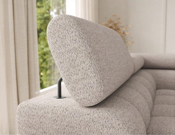 Divano angolare beige allungabile (con penisola a sinistra/a U) con rivestimento in bouclé Feraria – ELTAP
