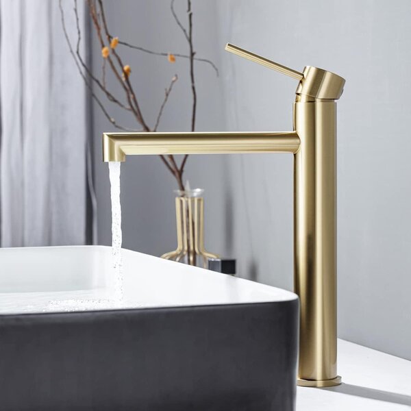 Rubinetto da bagno alto con miscelatore monocomando, color oro