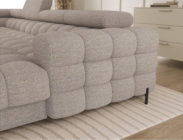 Divano angolare beige allungabile (con penisola a sinistra/a U) con rivestimento in bouclé Feraria – ELTAP