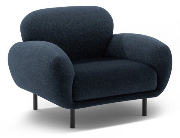 Poltrona blu scuro con rivestimento in bouclé Poppy – Micadoni