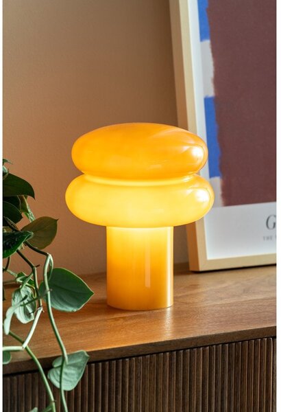 Lampada da tavolo giallo ocra in vetro (altezza totale 24 cm) Incesante – Leitmotiv