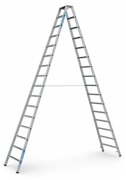 Scala a pioli con bordi rifiniti Zarges, anodizzata Saferstep B, 2x16 gradini