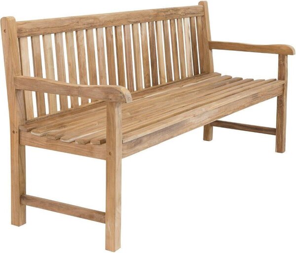 Robusta panchina da giardino Picadelly da 150 cm in teak pregiato con braccioli