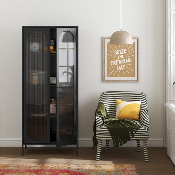 Vetrina in metallo nero 80x186x40 cm Luna - Støraa