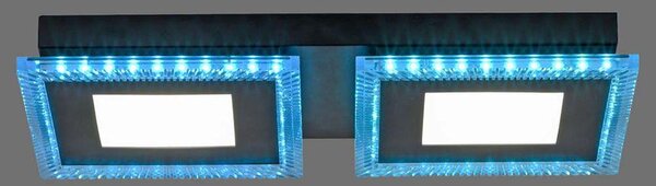 Plafoniera LED nera, dimmerabile, telecomando, L 44 cm