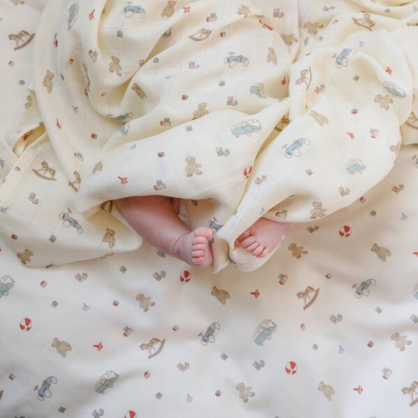 Coperta per bambini giallo chiaro in cotone organico confezionata 120x120 cm Off-White – Cam Cam Copenhagen