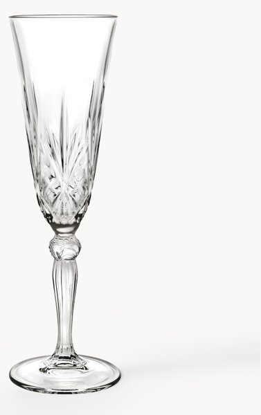 Set di 6 flute da champagne in cristallo con motivo in rilievo Melodia