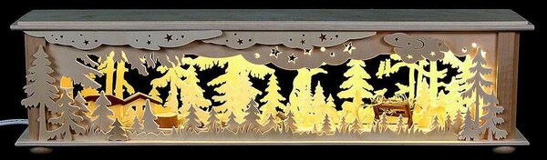 Base ad arco per candele/luce d'ambiente foresta con cervo (50x12x10cm) di RATAGS Holzdesign