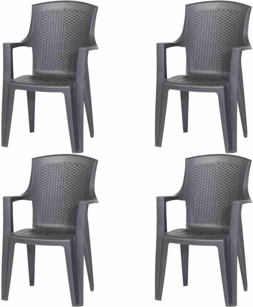 PROGARDEN Eden SET 4x sedie impilabili in plastica antracite M73551
