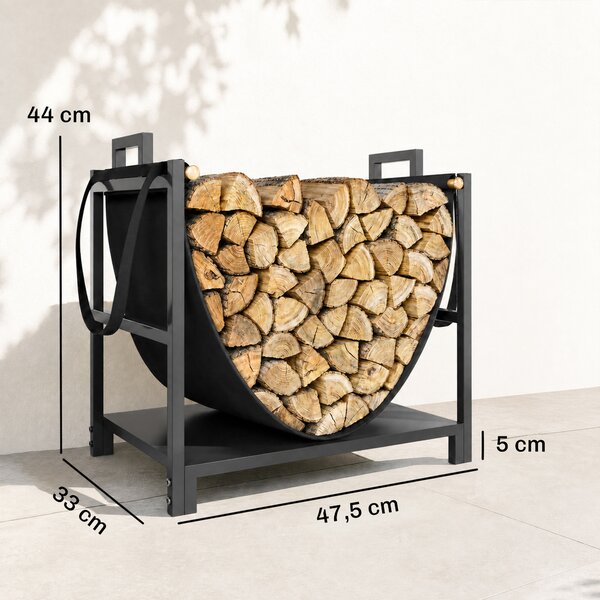 Outsunny Portalegna 48 cm con Borsa, Acciaio Portata 50 kg per Camino, Nero | Aosom Italy