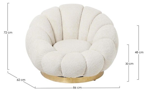 Poltrona color crema girevole con rivestimento in bouclé Florel – Bizzotto