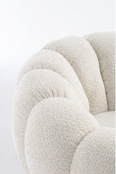 Poltrona color crema girevole con rivestimento in bouclé Florel – Bizzotto