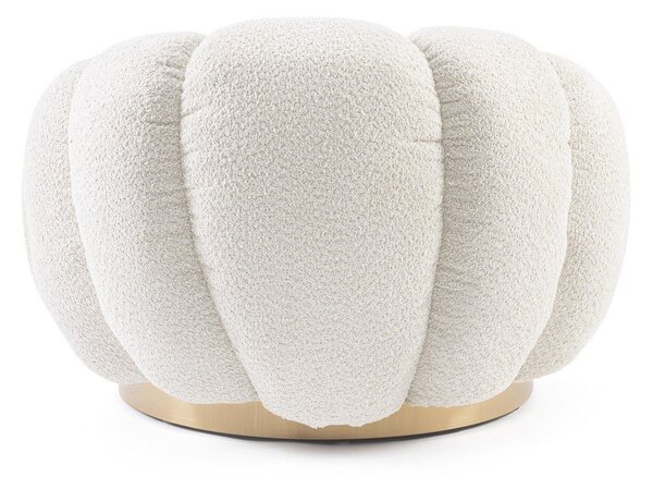 Poltrona color crema girevole con rivestimento in bouclé Florel – Bizzotto