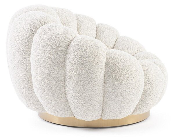 Poltrona color crema girevole con rivestimento in bouclé Florel – Bizzotto