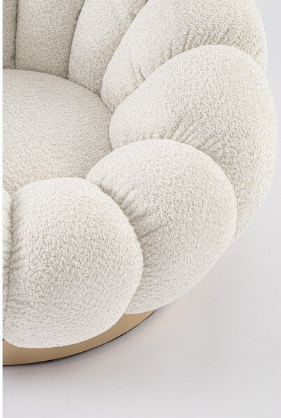 Poltrona color crema girevole con rivestimento in bouclé Florel – Bizzotto