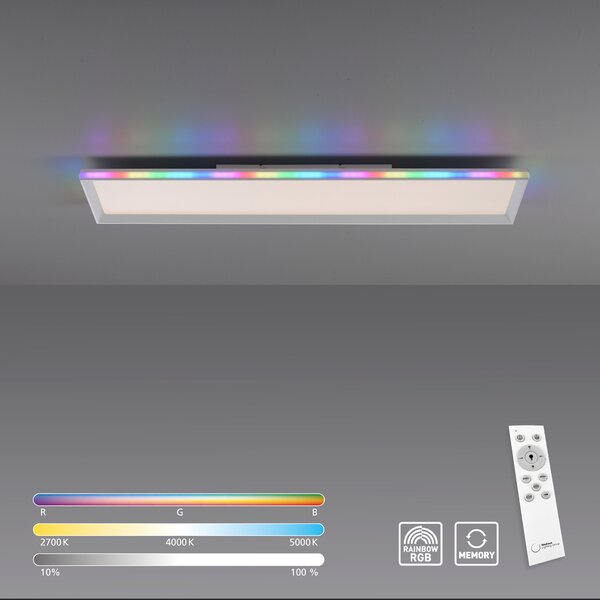 Plafoniera LED, effetto arcobaleno, telecomando, L 100 cm