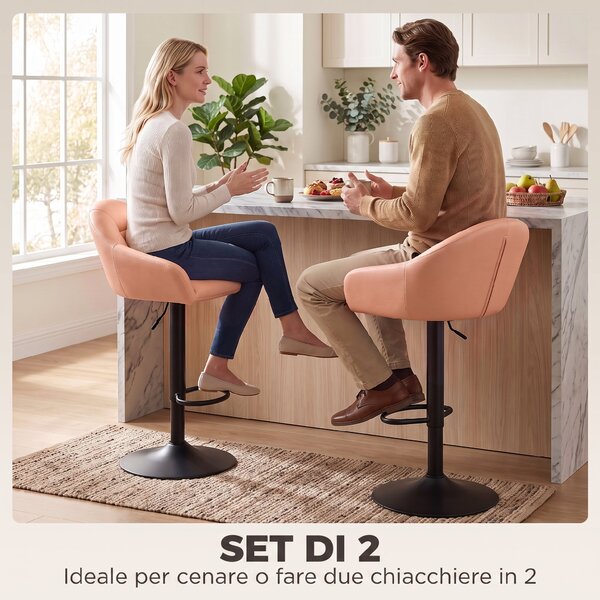 HOMCOM Set 2 Sgabelli da Bar Regolabili con Schienale, Marrone | Aosom Italy