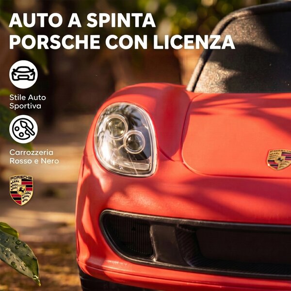 AIYAPLAY Auto Cavalcabile a Spinta per Bambini 18-36 Mesi, con Clacson, Fari, Suoni, Volante e Seduta, Rosso | Aosom Italy