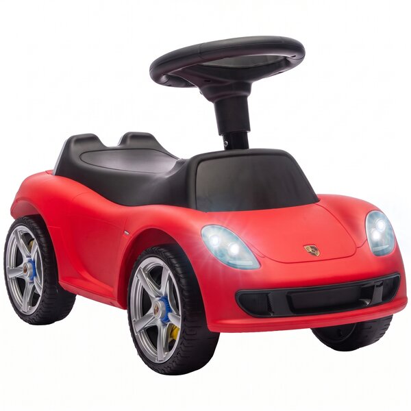 AIYAPLAY Auto Cavalcabile a Spinta per Bambini 18-36 Mesi, con Clacson, Fari, Suoni, Volante e Seduta, Rosso | Aosom Italy