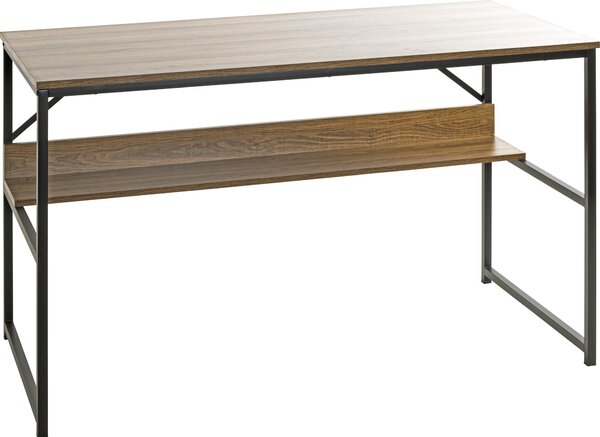 Scrivania HAKU, legno di quercia, nero - metallo, pannello truciolare, dimensioni: 120x74x60 cm