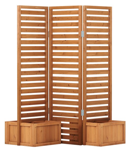 Costway Schermo decorativo privacy 2 fioriere autodrenanti 3 pannelli pieghevoli, Recinzione legno traliccio per giardino cortile terrazza