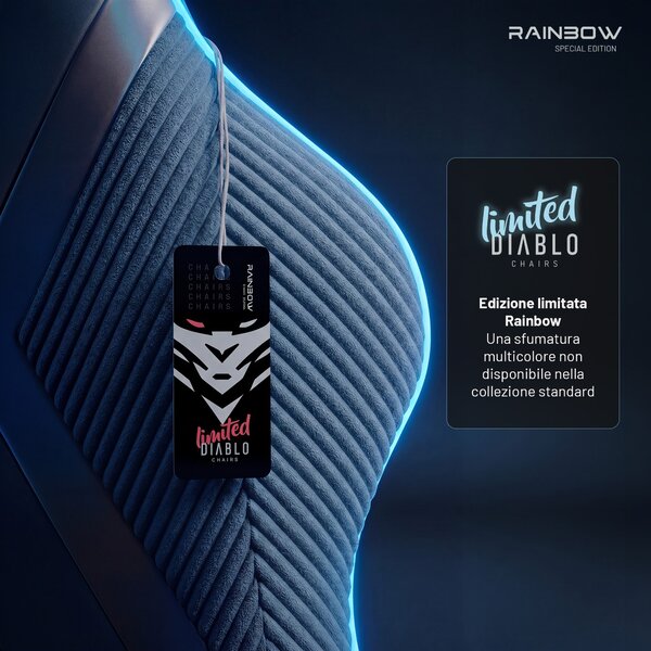 Sedia gaming blu in tessuto X-Horn 2.0 Rainbow Blue, Normal