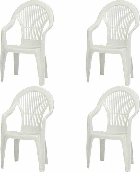 PROGARDEN Vega SET 4x sedie impilabili in plastica bianca M73540