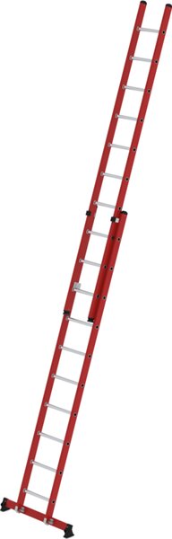 Scala a pioli scorrevole Munk in 2 parti, in vetroresina/alluminio con traversa nivello®, 2x10 pioli