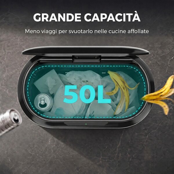 HOMCOM Pattumiera Automatica con Sensore a Infrarossi 50 L in Acciaio Inox Anti-Impronta, Chiusura Ammortizzata, Argento | Aosom Italy