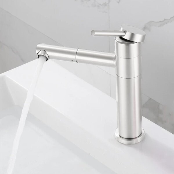 Miscelatore monocomando per lavabo dal design moderno e finitura cromata