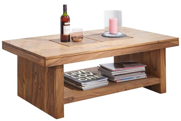 MASSIVMOEBEL24 | tavolino da salotto in legno di Sheesham / palissandro 118x70x45 marrone tinto TURIN #17