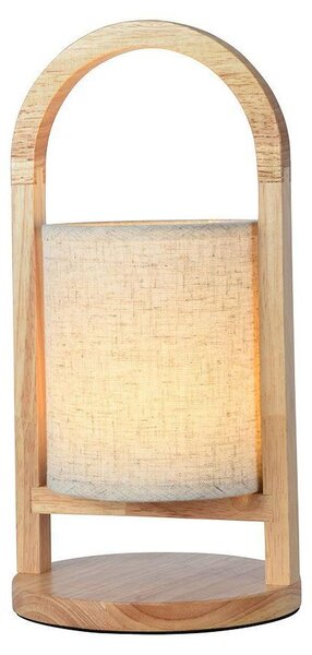 Lampada da tavolo a LED, con dimmer touch, in legno, color beige, alimentata a batteria, altezza 32 cm
