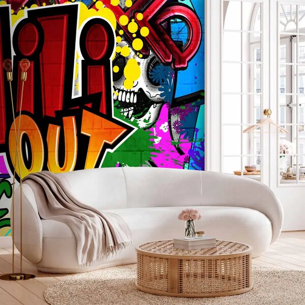 Carta da parati Colorata chill out urbana - Sfondo con scritta per adolescenti