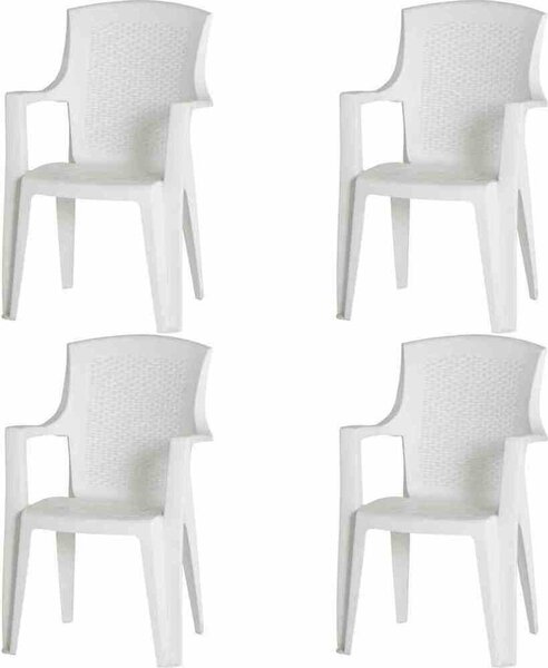 PROGARDEN Eden SET 4x sedie impilabili in plastica bianca M73532