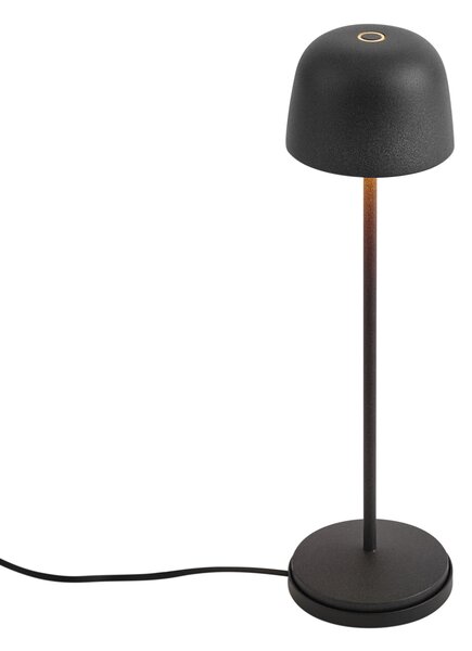 Lampada da tavolo nera con LED ricaricabile con stazione di ricarica IP65 - Raika