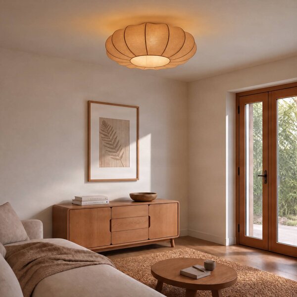 Plafoniera soffitto Helin Lindby, dimmerabile, Marrone / Ruggine, Soggiorno / Sala da pranzo, Tessuto / Stoffa / Seta, Scandinavo, Plafoniera
