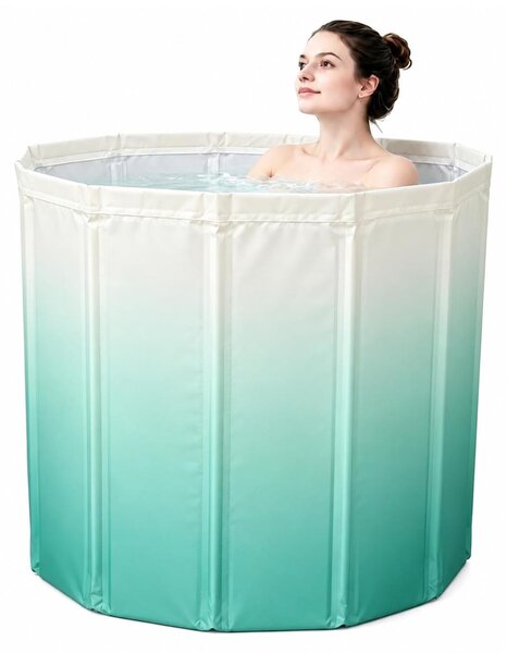 Vasca da bagno pieghevole per adulti, colore verde