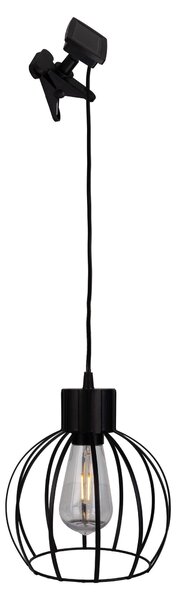 Lampada a sospensione solare a LED, morsetto, gabbia nera, H 100 cm