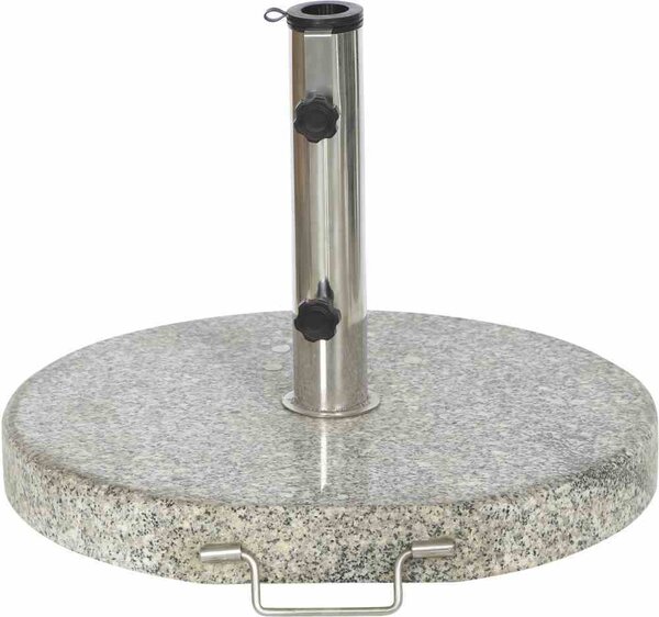 Portaombrelli in granito, 30 kg, tubo rotondo in acciaio inox, con maniglia e rotelle