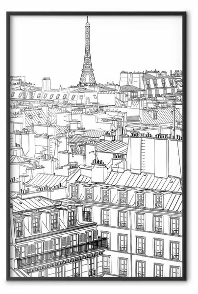 Poster: Schizzo Parigi - architettura città con Torre Eiffel