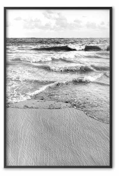 Poster: Onde leggere - mare e spiaggia in bianco e nero