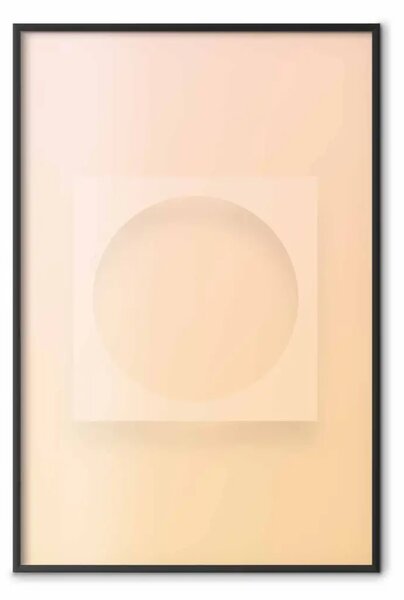 Poster: Cerchio in quadrato - figure geometriche su sfondo arancione pastello