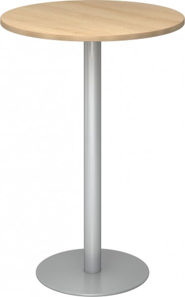 BISTRO H80R S - Tavolo da conferenza System, legno di quercia argentato, diametro 80 cm