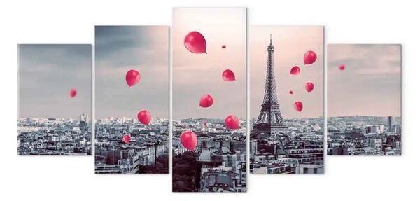 Quadro Pallone Parigi (5 pezzi) largo rosso