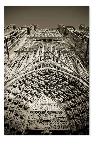 Quadro su tela Cattedrale del portale di Notre Dame - Foto in bianco e nero