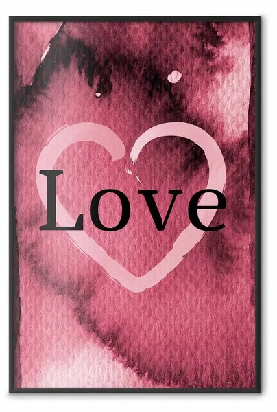 Poster: Amore bordeaux - scritta nera in inglese su texture rossa