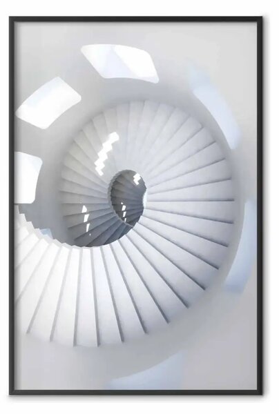 Poster: Via verso il basso - scale bianche in motivo astratto